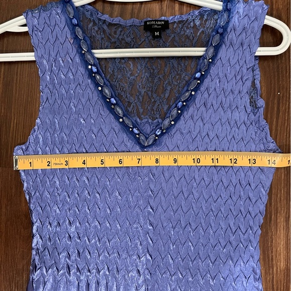 KOMAROV Beaded Charmeuse & Chiffon Tiered Dress Size M - Picture 6 of 10